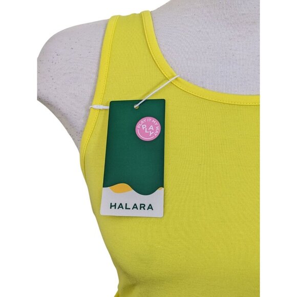 NEW Halara Cut Out Asymmetric Hem Sheer Casual Tank Top Yellow Womens Small - Picture 8 of 9